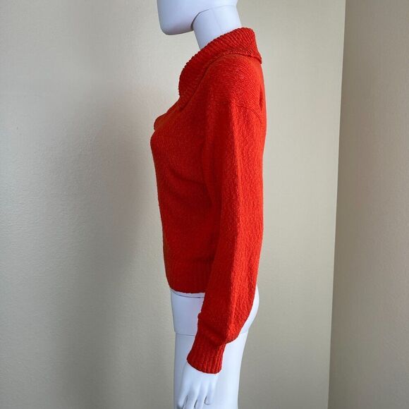 Maeve Women's Size XS Orange Slub Cotton knit Peter Pan Collared Sweater Preppy - Picture 11 of 16